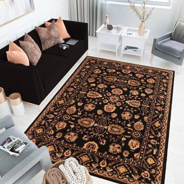 handmade Traditional Kafkaz Chobi Ziegler Black Aubergine Hand Knotted RECTANGLE 100% WOOL area rug 8 x 11